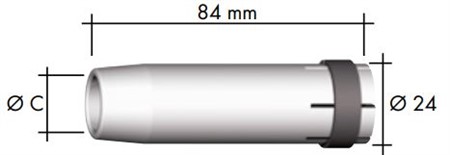 Gaskåpa MB/PP 36 konisk. NW=16mm L=84mm